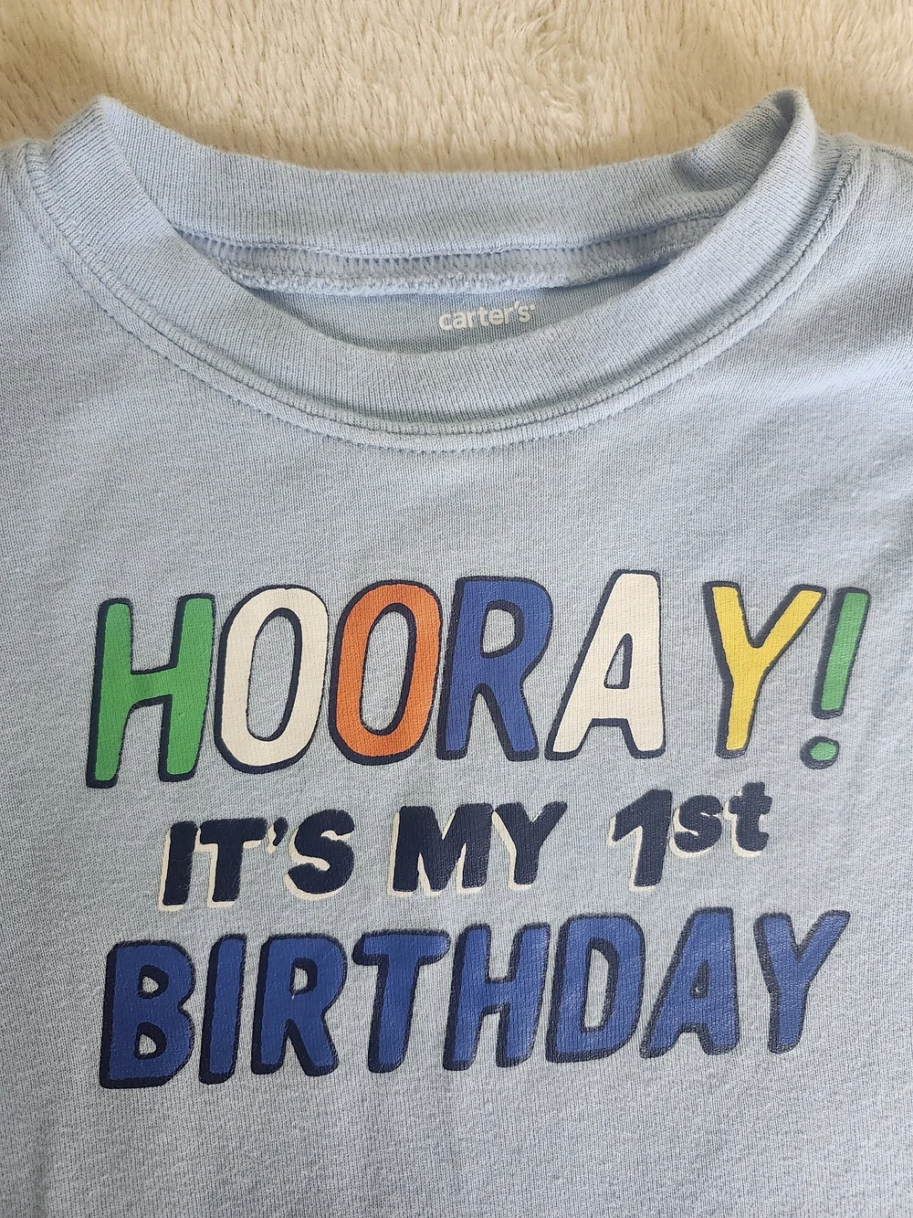 Carter's Light Blue 1st Birthday Bodysuit